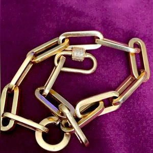 14k Gold Diamond Carabiner Bracelet